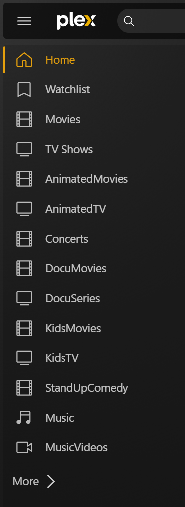 Plex sidebar